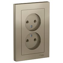 AtlasDesign Шампань Розетка без заземления 2 постовая, 16А, (в сборе с рамкой) Systeme Electric (Schneider Electric) AtlasDesign Шампань Розетка без заземления 2 постовая, 16А, (в сборе с рамкой) Systeme Electric (Schneider Electric)