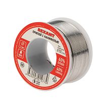 Припой с канифолью, 100г, Ø1мм, (олово 60%, свинец 40%), катушка, блистер REXANT