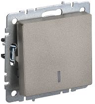 Выключатель одноклавишный BRITE проходной с индикацией 10А ВС10-1-7-БрШ шампань  IEK