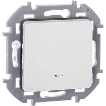 INSPIRIA Выключатель 1-клавишный проходной с подсветкой/индикацией 10А безвинтовое крепление белый