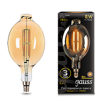 Лампа светодиодная Gauss Vintage Filament BT180 8Вт E27 Golden 780lm 2400K
