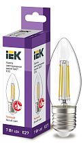 Лампа светодиодная C35 свеча прозр. 7Вт 230В 3000К E27 Filament  IEK