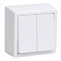 Выключатель двухклавишный наружный белый БРИКС IEK