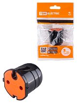 Кабельная розетка б/з черная с красной вставкой 10А 250B черная TDM