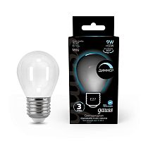 Лампа светодиодная Gauss Filament Шар 9Вт 610lm 4100К Е27 milky диммируемая