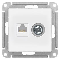 AtlasDesign Лотос Розетка двойная ТВ + компьютерная RJ45, кат. 5Е Systeme Electric (Schneider Electric) AtlasDesign Лотос Розетка двойная ТВ + компьютерная RJ45, кат. 5Е Systeme Electric (Schneider Electric)