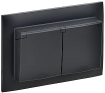 SKANDY Розетка 2-местная и крышкой 16А в сборе IP44 SK-R12Bl черный IEK