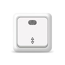 Выключатель проходной одноклавишный с подсветкой Олимп, открытой установки, 10А, 220В, белый UNIVERSAL