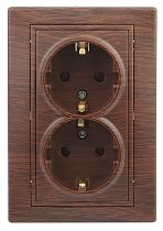 Розетка ЭРА Intro Plano 1-205-10 16А 250В венге двойная с заземлением