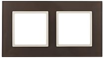 Рамка для выключателей и розеток двойная ЭРА Elegance 14-5102-31 стекло мокко