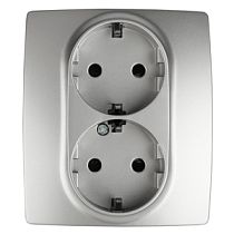 Розетка ЭРА 12 12-2104-03 16A 250В алюминий с заземлением со шторкам