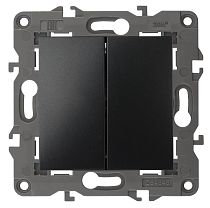 Выключатель проходной двухклавишный ЭРА Elegance 14-1106-05 скрытой установки  10А250В антрацит
