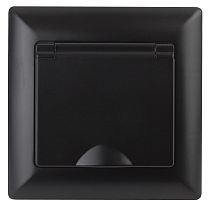 Розетка ЭРА Intro Solo 4-203-05 с заземлением 2P+E Schuko с крышкой, 16А-250В, IP20, скрытой установки, антрацит