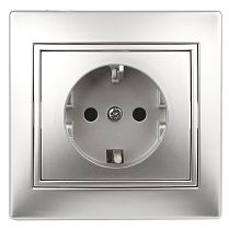 Розетка ЭРА Intro Plano 1-206-03 16А 250В алюминий с заземлением  со шторками