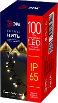 Гирлянда ЭРА ERAPS-NK10 100LED Нить 10 м, теплый свет, бел. мерц., черн. каучук,  220В, IP65