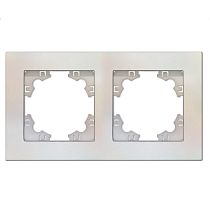 Рамка двухместная горизонтальная UNIVERSAL серия "Афина" жемчуг (еврослот)