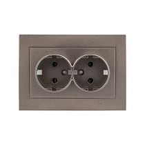 Валенсия лицевая панель розетки 2-местной с/з 16А графит с защ. штор. EKF PROxima