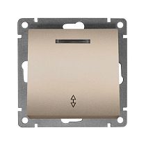 Выключатель проходной одноклавишный с подсветкой UNIVERSAL серия "Афина ", скрытой установки, 10А, 220В, шампань (еврослот)