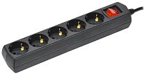 Удлинитель У05В 5 мест с заземлением 5м 3х1мм2 10А 250В черный GENERICA IEK