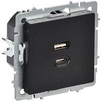 BRITE Розетка USB A+C 45Вт высокоскоростная зарядка РЮ11-2-БрЧ черный IEK