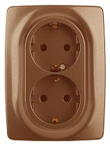 Розетка ЭРА 12 12-2108-14 16A 250В медь двойная с заземлением со шторками