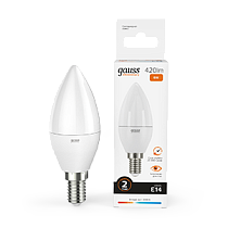 Лампа светодиодная Gauss Elementary Свеча 6Вт E14 420lm 3000K Лампа светодиодная Gauss Elementary Свеча 6Вт E14 420lm 3000K