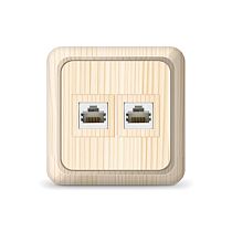 Розетка компьютерная двухместная серия "Олимп",о/у, 1А, RJ45, сосна (еврослот) UNIVERSAL