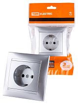 Розетка 2П+З 16А 250В серебр. металлик "Лама"  TDM