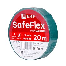 Изолента ПВХ зеленая 19мм 20м серии SafeFlex EKF Изолента ПВХ зеленая 19мм 20м серии SafeFlex EKF