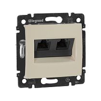 VALENA Розетка компьютерная двойная RJ45 категория 5Е UTP с захватами слоновая кость