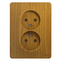 Glossa Дерево Дуб Розетка двойная без заземления (в сборе с рамкой) Systeme Electric (Schneider Electric)