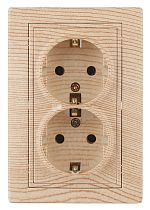 Розетка ЭРА Intro Plano 1-205-11 16А 250В сосна двойная с заземлением