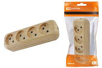 Колодка розеточная 4 гнезда 2П б/з 10А 250В "Эко" (сосна)  TDM