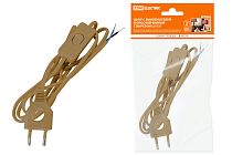 Шнур с выключателем и плоской вилкой с вырезом ШУ03В ШВВП 2х0,75мм2 2 м. бронза  TDM