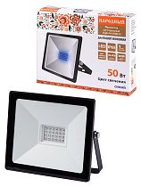 Прожектор светодиодный СДО-04-050Н-С (синий свет) 50 Вт, IP65, черный, Народный TDM