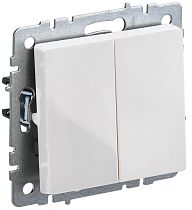 BRITE Выключатель 2-клавишный проходной 10А безвинтовое крепление ВС11-2-6-БрБ белый IEK