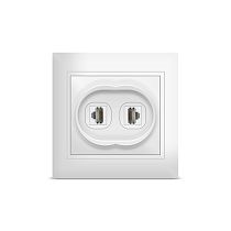 Розетка компьютерная двухместная серия "Севиль",с/у, 1А, RJ45, белая (еврослот) UNIVERSAL