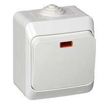 ЭТЮД открытая установка Белый Выключатель 1 клавишный  с подсветкой IP44 Systeme Electric (Schneider Electric)