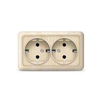 Розетка двухместная серия "Олимп" с/з, о/у, 16А, 220В, сосна (еврослот) UNIVERSAL