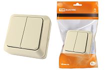 Выключатель 2-кл. открытой установки IP20 10А, сл. кость "Ладога"  TDM