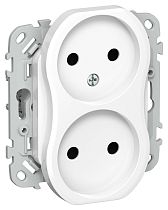 FLITE Розетка 2-местная без заземления без защитных шторок безвинтовое крепление 10А РС02-1-ФлБ белый IEK