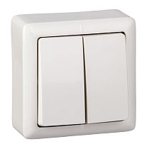ХИТ открытая установка  Белый Выключатель 2 клавишный  6А Systeme Electric (Schneider Electric)