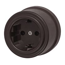 Розетка с заземляющим контактом,серия "ЛИЗЕТТА", пластик, цвет коричневый Bironi