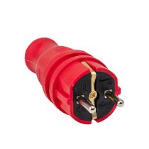 Вилка красная каучуковая прямая 230В 2P+PE 16A IP44 EKF PRO Вилка красная каучуковая прямая 230В 2P+PE 16A IP44 EKF PRO