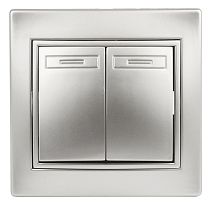 Выключатель ЭРА Intro Plano 1-104-03 10А 250В алюминий двухклавишный