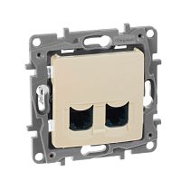 ETIKA Розетка компьютерная двойная RJ45 категория 6 UTP слоновая кость ETIKA Розетка компьютерная двойная RJ45 категория 6 UTP слоновая кость