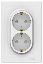 AtlasDesign Лотос Розетка двойная с заземлением, со шторками, 16А, в сборе Systeme Electric (Schneider Electric)