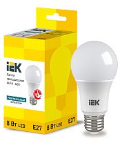 Лампа светодиодная ALFA A60 груша 8Вт 230В 4000К E27 (6шт)  IEK