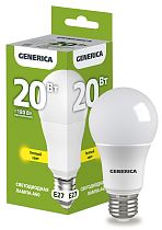 Лампа светодиодная A60 груша 20Вт 230В 3000К E27 GENERICA IEK Лампа светодиодная A60 груша 20Вт 230В 3000К E27 GENERICA IEK
