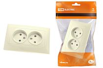 Розетка двойная 2П 10А 250В с защ. шт. сл. кость "Лама"  TDM